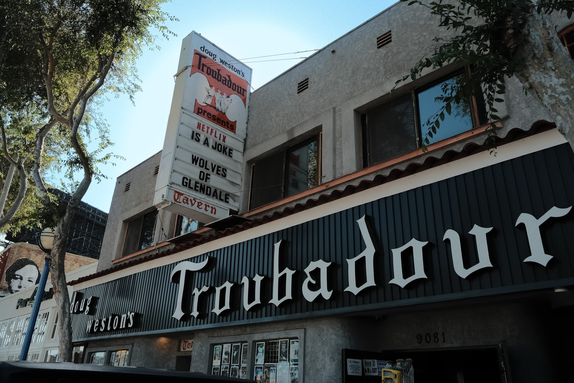 The Troubadour's exterior and marquee on Santa Monica Boulevard
